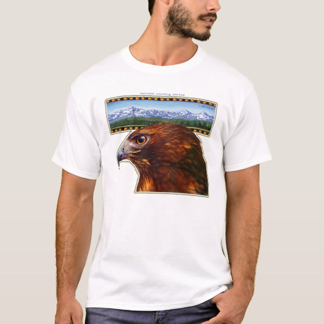 Redtailfalke und schneebedeckte Berge T-Shirt (Vorderseite)