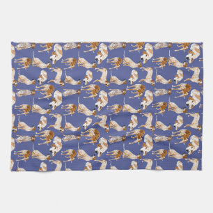 Redtick Coonhound auf Blau Geschirrtuch