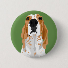 Redtick Coonhound-Kopfknopf Button