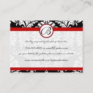 RedTrim Black Damask Response-Website-Karten Begleitkarte