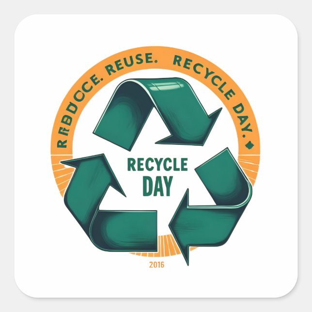 Reduce Reuse Recycle Eco Tee Quadratischer Aufkleber (Vorderseite)