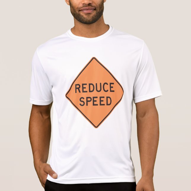 Reduce Speed Orange Diamond Road Sign T-Shirt (Vorderseite)