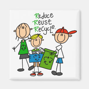 Reduziere, Wiederverwende, Recycel T-Shirts und Ge Magnet