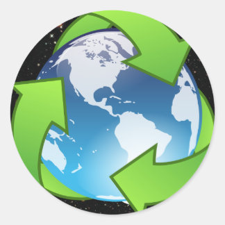 Reduzieren, wiederverwenden, Gerecycelt (Erde) Runder Aufkleber