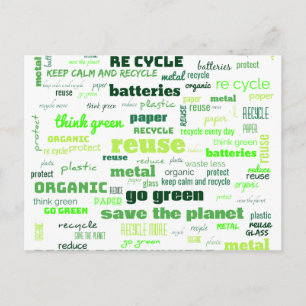 Reduzieren, wiederverwenden, Word Cloud Gerecycelt Postkarte