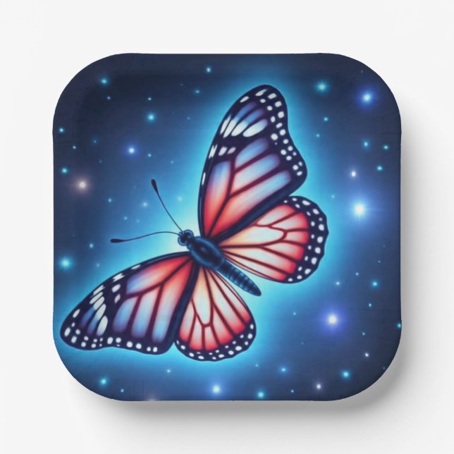 RedWhiteBlueButterfly Pappteller (Vorderseite)