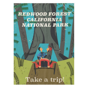Redwood California Vintage Reiseposter Tischdecke