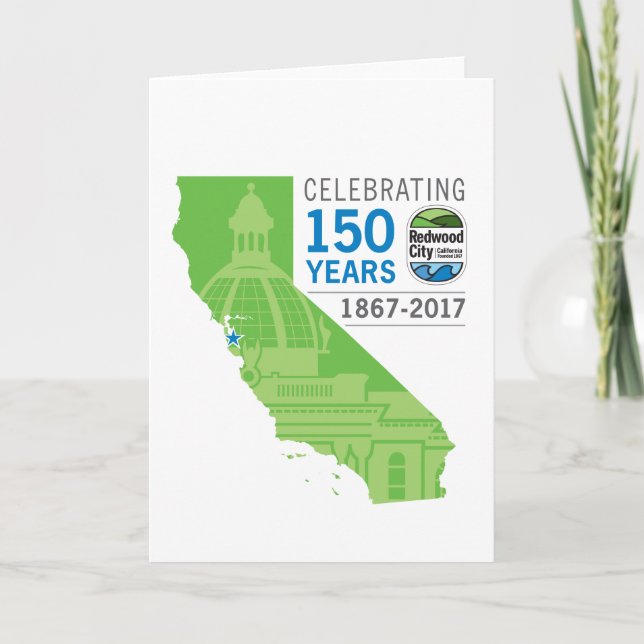 Redwood City 150 Jahre Karte (Vorderseite)