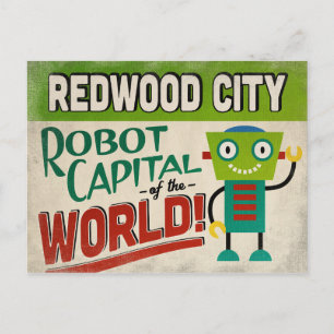 Redwood City California Roboter - Lustig Vintage Postkarte