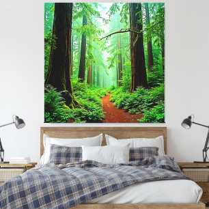 Redwood Forest Mistle Tranquility Design Leinwanddruck