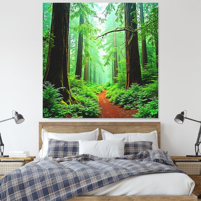 Redwood Forest Mistle Tranquility Design Leinwanddruck (Insitu (Schlafzimmer))