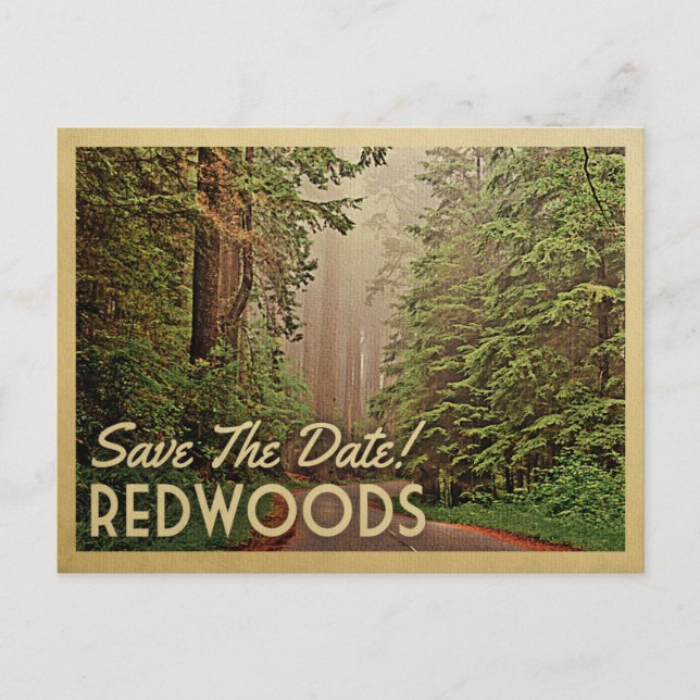 Redwood Forest Save the Date Humboldt California Ankündigungspostkarte (Vorderseite)