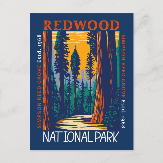 Redwood National Park California Retro Not leidend Postkarte (Vorderseite)