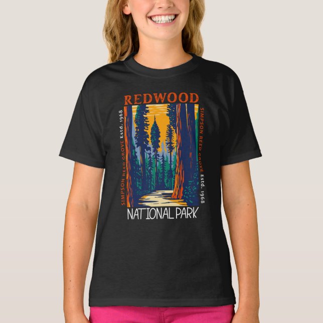 Redwood National Park California Retro Not leidend T-Shirt (Vorderseite)