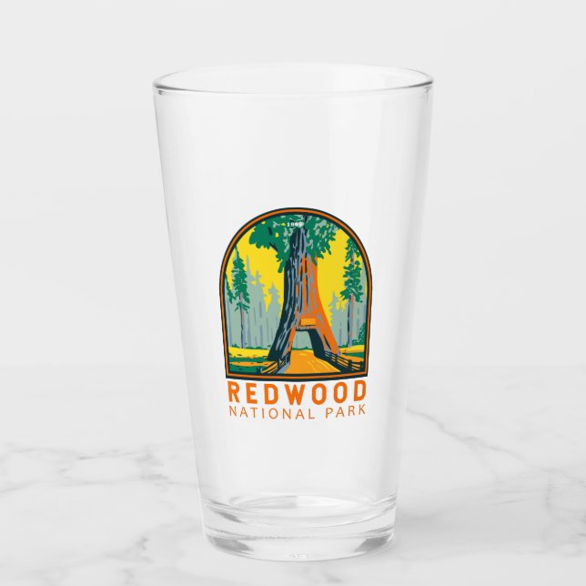 Redwood National Park Chandelier Tree Vintag Glas (Vorderseite)