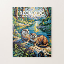 Redwood National Park Colorful Animal Cute Otters Puzzle