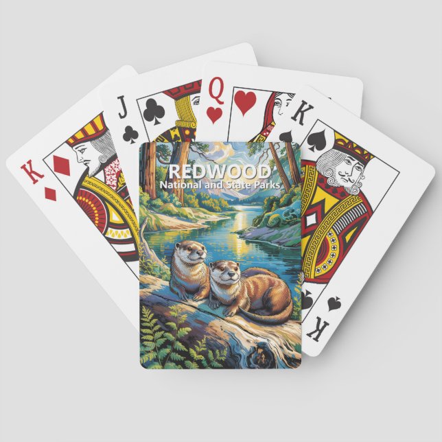 Redwood National Park Colorful Animal Cute Otters Spielkarten (Rückseite)