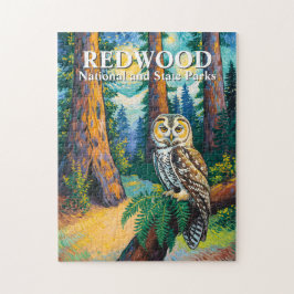 Redwood National Park Colorful Forest Owl Wildlife Puzzle