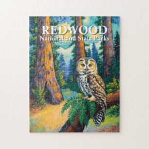 Redwood National Park Farbiger Wald Eule Wildtiere Puzzle