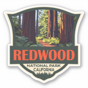 Redwood National Park Illustration Retro Abzeichen Aufkleber