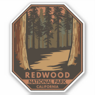 Redwood National Park Minimal Retro Emblem Aufkleber