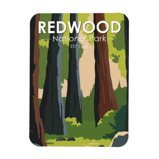 Redwood National Park Minimal Vintag Magnet (Vertikal)