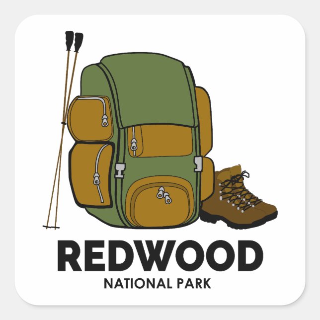 Redwood National Park Rucksack Quadratischer Aufkleber (Vorderseite)