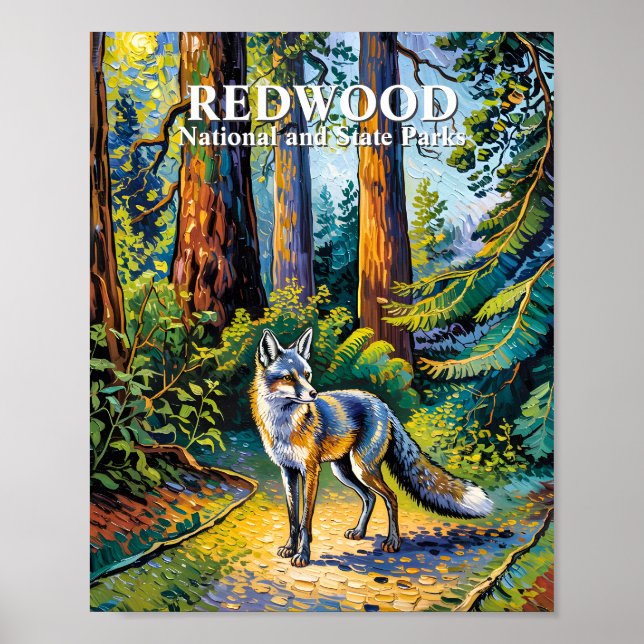 Redwood National Park Van Gogh Forest Fox Custom Poster (Vorne)
