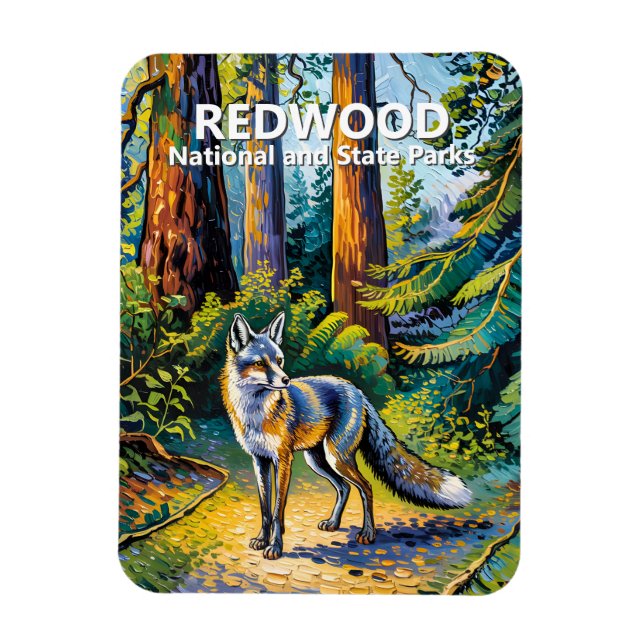 Redwood National Park Van Gogh Wald Fuchs Custom Magnet (Vertikal)