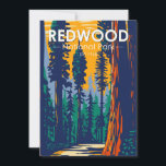 Redwood National Park Vintag  Feiertagskarte<br><div class="desc">Redwood Vektorgrafik Design. Der Park schützt riesige Prärien,  Eichenwälder,  wilde Flüsse und 75 km schroffe Küstenlinie.</div>