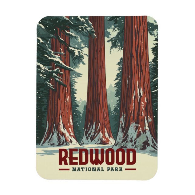 Redwood National Park - Vintages Kalifornien Magnet (Vertikal)