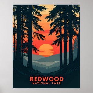 Redwood Nationalpark California Retro Vintag Poster