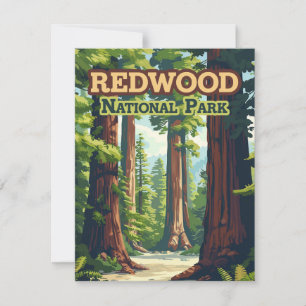 Redwood Nationalpark California Tree Retro Card