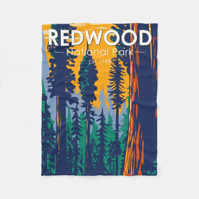 Redwood Nationalpark California Vintag Fleecedecke (Vorderseite)