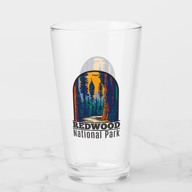 Redwood Nationalpark California Vintag Glas (Vorderseite)