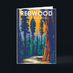 Redwood Nationalpark California Vintag Karte<br><div class="desc">Redwood Vektorgrafik Design. Der Park schützt riesige Prärien,  Eichenwälder,  wilde Flüsse und 75 km schroffe Küstenlinie.</div>