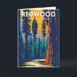 Redwood Nationalpark California Vintag Karte<br><div class="desc">Redwood Vektorgrafik Design. Der Park schützt riesige Prärien,  Eichenwälder,  wilde Flüsse und 75 km schroffe Küstenlinie.</div>