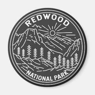 Redwood Nationalpark California Vintag Monoline Magnet