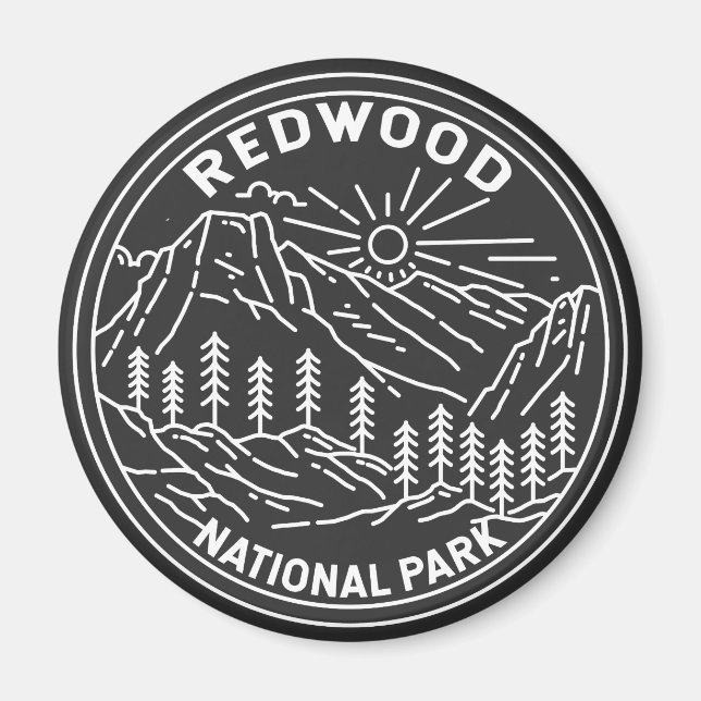 Redwood Nationalpark California Vintag Monoline Magnet (Vorne)