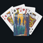 Redwood Nationalpark California Vintag Spielkarten<br><div class="desc">Redwood Vektorgrafik Design. Der Park schützt riesige Prärien,  Eichenwälder,  wilde Flüsse und 75 km schroffe Küstenlinie.</div>
