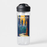 Redwood Nationalpark California Vintag Trinkflasche<br><div class="desc">Redwood Vektorgrafik Design. Der Park schützt riesige Prärien,  Eichenwälder,  wilde Flüsse und 75 km schroffe Küstenlinie.</div>