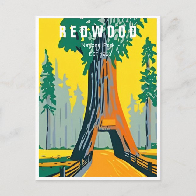 Redwood Nationalpark California Vintager Wald Postkarte (Vorderseite)