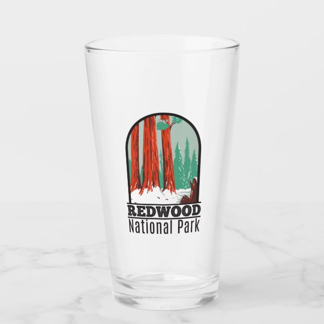 Redwood-Nationalpark im Winter California Vintag Glas (Vorderseite)