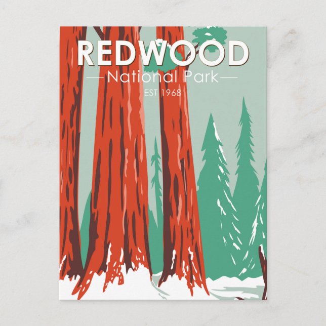 Redwood-Nationalpark im Winter California Vintag Postkarte (Vorderseite)