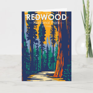 Redwood Nationalpark Kalifornien Vintage Karte