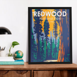 Redwood Nationalpark Kalifornien Vintage Poster