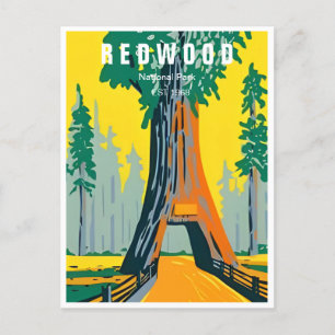 Redwood-Nationalpark Kalifornien Vintage-Wald Postkarte