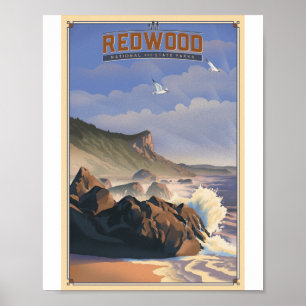 Redwood-Nationalpark Litho Artwork Poster