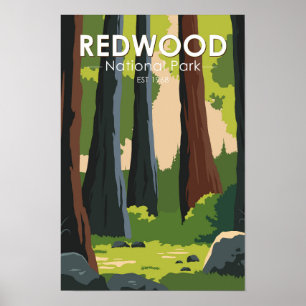 Redwood Nationalpark Minimal Vintage Poster