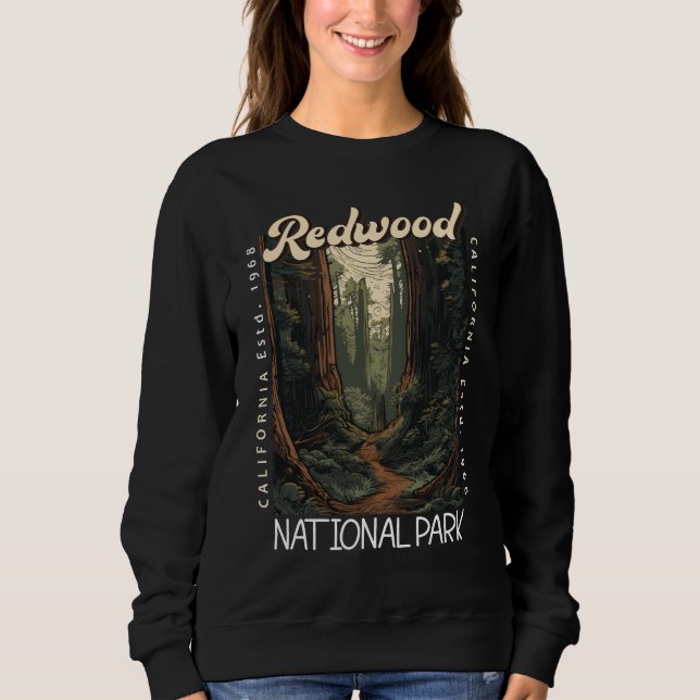Redwood-Nationalpark Retro erschüttert Sweatshirt (Vorderseite)